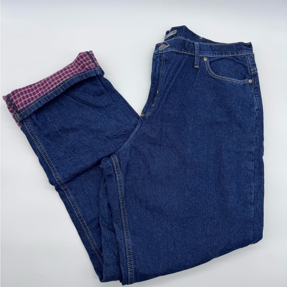 Cabela's Dark‎ Blue Straight Leg Flannel Lined Jeans, Size 18 Long